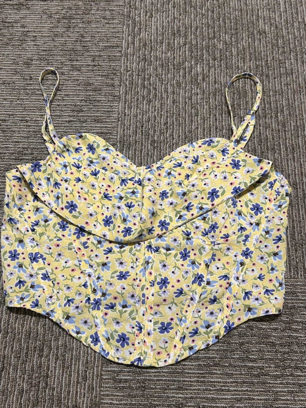 Floral Yellow Ruffle Bustier Top